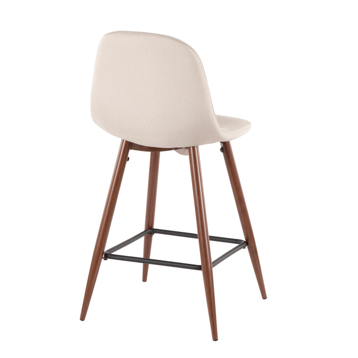 Tabouret moderne du milieu du 20e siècle Pebble de hauteur comptoir en tissu beige - ensemble de 2