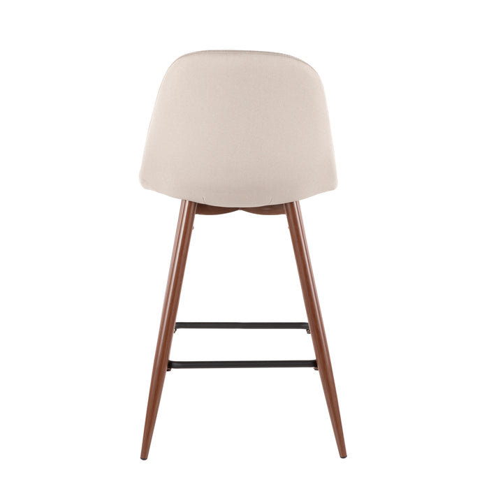 Tabouret moderne du milieu du 20e siècle Pebble de hauteur comptoir en tissu beige - ensemble de 2