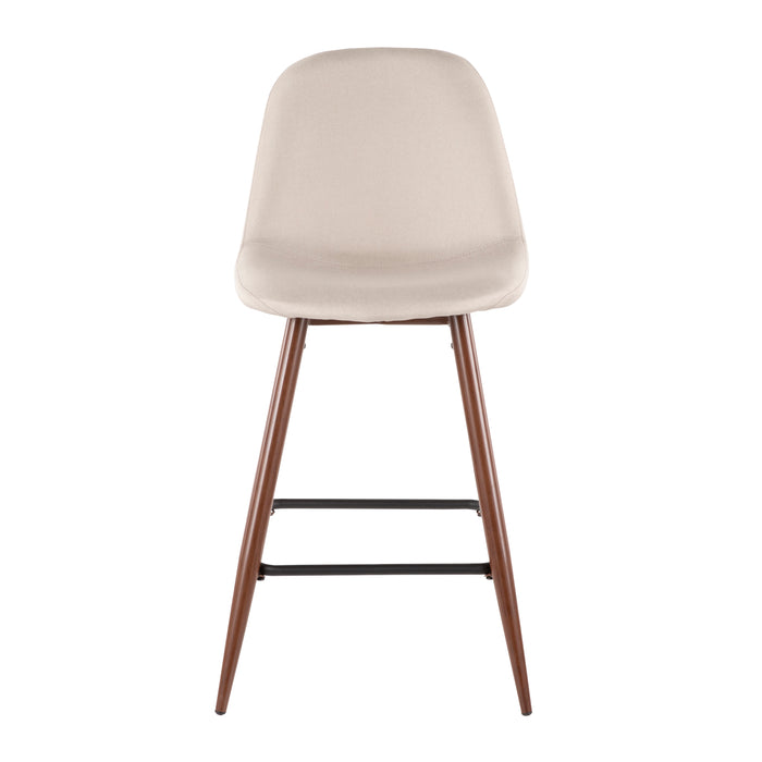 Tabouret moderne du milieu du 20e siècle Pebble de hauteur comptoir en tissu beige - ensemble de 2
