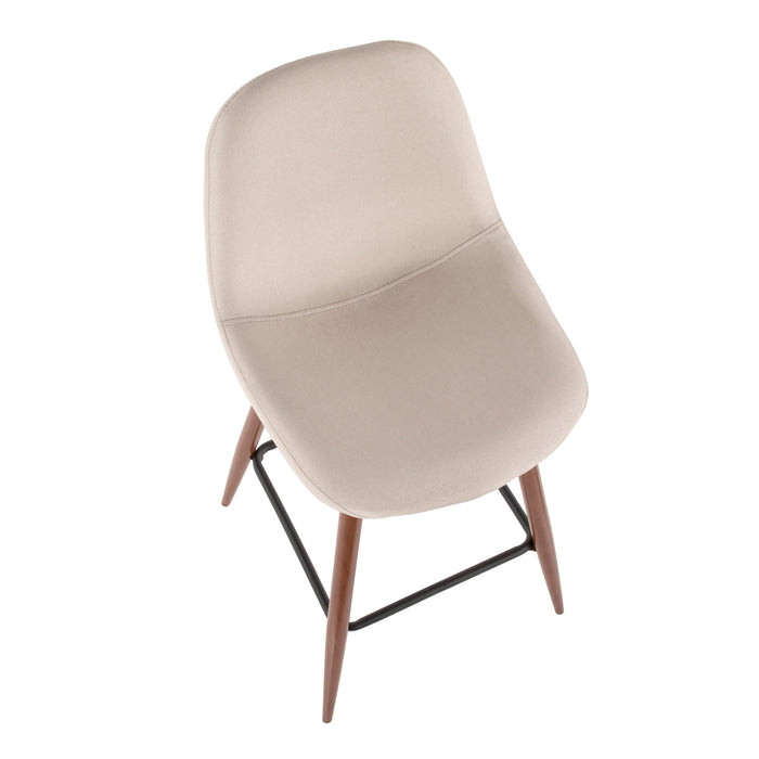 Tabouret moderne du milieu du 20e siècle Pebble de hauteur comptoir en tissu beige - ensemble de 2