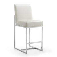 Tabouret bar Element de Manhattan Comfort de hauteur comptoir de 37,2 po en chrome poli et en acier inoxydable - blanc perle