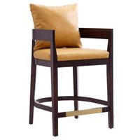 Tabouret bar Ritz de Manhattan Comfort de hauteur comptoir de 34 po en hêtre - chameau et noyer foncé