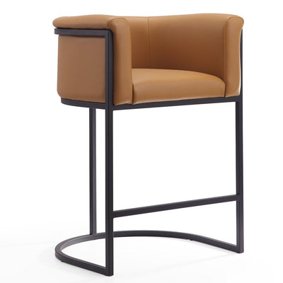 Manhattan Comfort Cosmopolitan 33.8" Metal Counter Height Barstool - Camel & Black|Tabouret bar Cosmopolitan de Manhattan Comfort de hauteur comptoir de 33,8 po en métal - chameau et noir