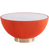 Table à café moderne Anderson de Manhattan Comfort avec revêtement en similicuir et dessus de table en imitation de marbre en céramique - orange