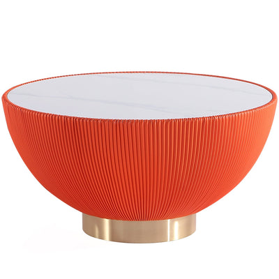 Manhattan Comfort Modern Anderson Coffee Table Upholstered Leatherette with Ceramic Faux Marble Tabl|Table à café moderne Anderson de Manhattan Comfort avec revêtement en similicuir et dessus de table