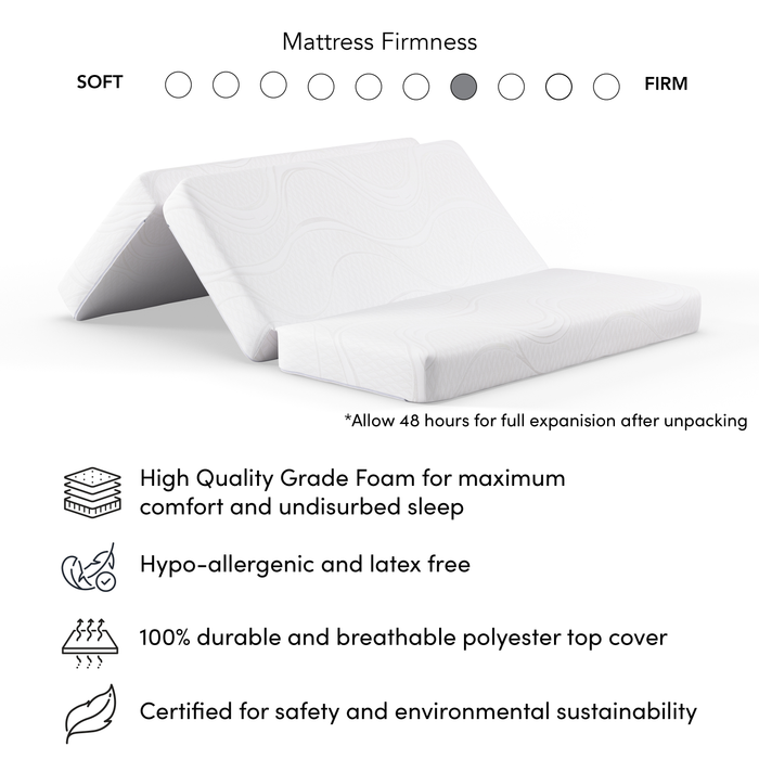 Lit armoire avec matelas à trois plis Key West, chêne blanc - format grand lit