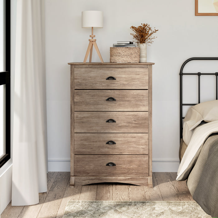 Commode verticale Salt Spring à 5 tiroirs - gris délavé