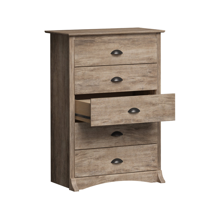 Commode verticale Salt Spring à 5 tiroirs - gris délavé