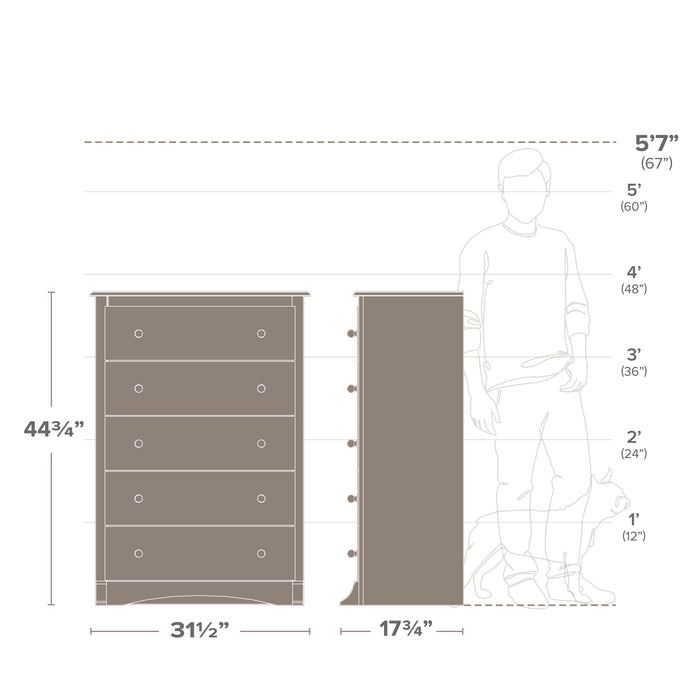 Commode verticale Sonoma à 5 tiroirs - espresso