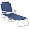 Chaise Longue Exterieure Outsunny Avec Dossier Reglable A 4 Niveaux, Bleu