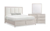Ensemble de chambre à coucher Elana 5 pièces naturel avec lit de rangement, commode et miroir - format grand lit