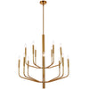 Lustre Eleanor de Dainolite avec fini laiton vieilli et 14 ampoules
