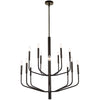Lustre Eleanor de Dainolite avec fini noir mat et 14 ampoules