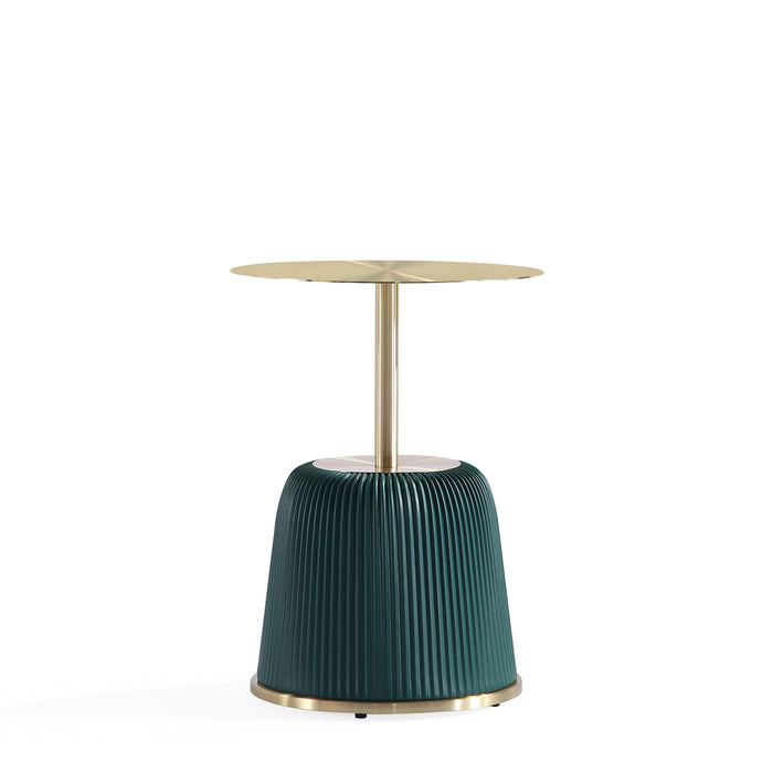 Table de bout moderne Anderson 1.0 de Manhattan Comfort avec revêtement en similicuir et dessus de table doré - verte