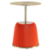 Table de bout moderne Anderson 1.0 de Manhattan Comfort avec revêtement en similicuir et dessus de table doré - orange