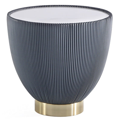 Manhattan Comfort Modern Anderson End Table 2.0 Upholstered Leatherette with Ceramic Faux Marble Tab|Table de bout moderne Anderson 2.0 de Manhattan Comfort avec revêtement en similicuir et dessus de t