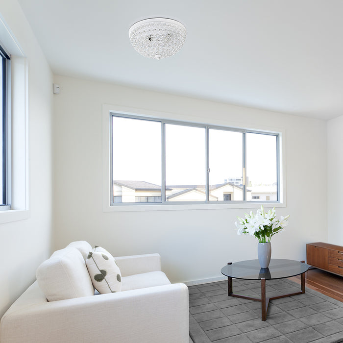 Plafonnier affleuré Elipse d’Elegant Designs en cristal - blanc