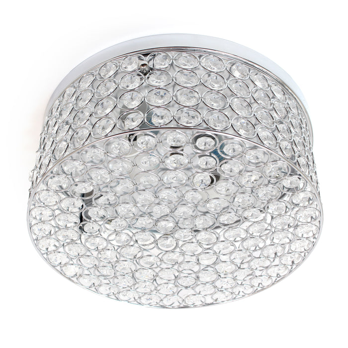 Plafonnier affleuré Elipse d’Elegant Designs en cristal à 2 ampoules - chromé
