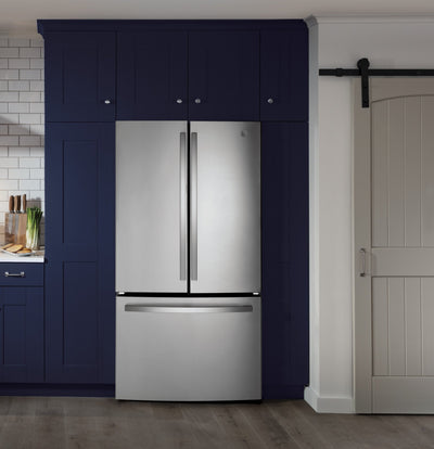 GE 36" 27 Cu. Ft. French-Door Refrigerator - Stainless - GNE27JYMFS | Réfrigérateur GE de 27 pi³ et de 36 po à portes françaises - acier inoxydable - GNE27JYMFS