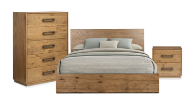 Scott Living Henri 5pc Bedroom Set with Bed, Chest & Nightstand, Wood, Brown - King Size | Ensemble de chambre à coucher Henri de Scott Living 5 pièces en bois avec lit, commode verticale et table de nuit, brun - format très grand lit