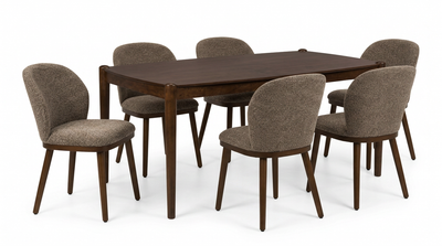 Ivy 7pc Dining Set with Table & 6 Chairs, 60"W – Brown | Ensemble de salle à manger Ivy 7 pièces avec table de 60 po (L) et 6 chaises - brun