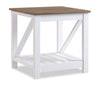 Table de bout rustique Ridge de 22 po avec tablette - chêne noyer et blanche