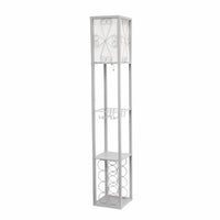 Lampe à pied de Simple Designs avec tablette et support à vin - grise