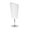 Mini lampe de table de Simple Designs chromée avec abat-jour incliné en tissu - blanche