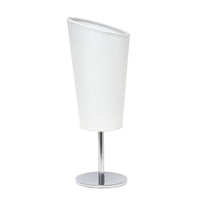 Mini lampe de table de Simple Designs chromée avec abat-jour incliné en tissu - blanche