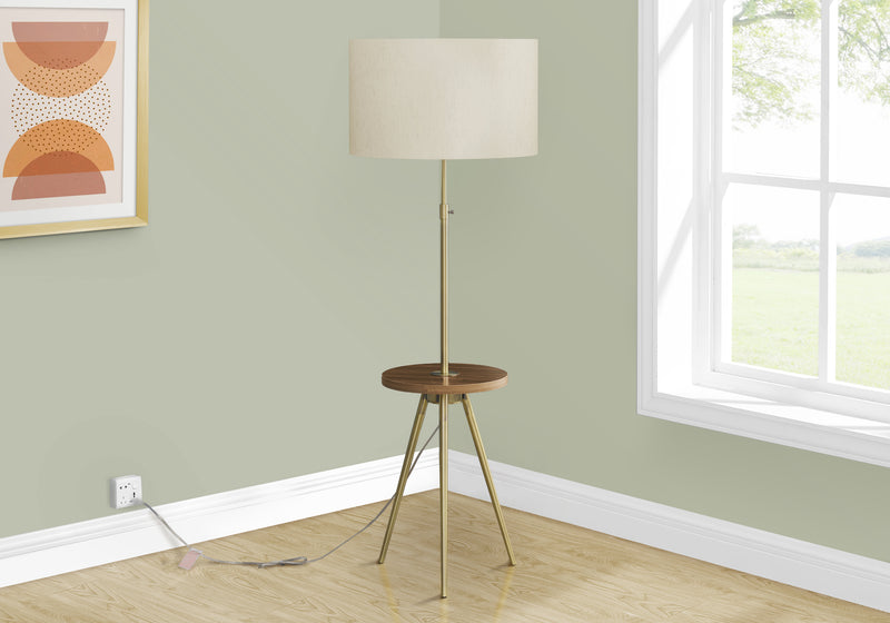 Lampe à pied de style trépied de 63 po en métal laiton avec port USB