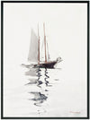 Peinture acrylique encadrée « Minimal Boat » - 31,25 po x 41,25 po