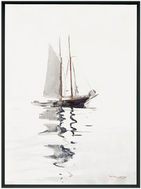 Peinture acrylique encadrée « Minimal Boat » - 31,25 po x 41,25 po