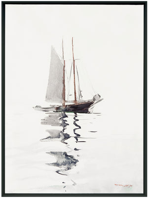 Peinture acrylique encadrée « Minimal Boat » - 31,25 po x 41,25 po
