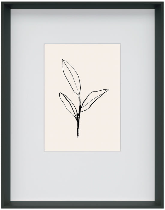 Œuvre d’art en verre mat encadrée « Ink Leaf I » - 23,5 po x 29,5 po