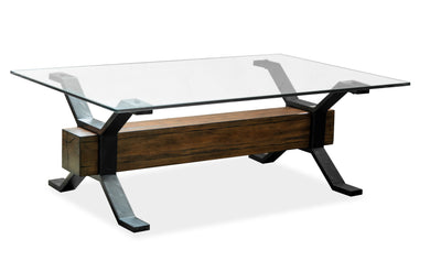Newton 47.75" Coffee Table with Glass Top - Toasted Nutmeg | Table à café Newton de 47,75 po avec dessus en verre - muscade grillée
