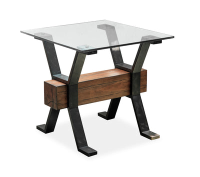 Newton 26" End Table with Glass Top - Toasted Nutmeg | Table de bout Newton de 26 po avec dessus en verre - muscade grillée