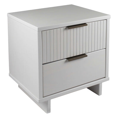 Manhattan Comfort Granville Modern Nightstand with 2 Full Extension Drawer - White|Table de nuit moderne Granville de Manhattan Comfort avec 2 tiroir à extension complète - blanche
