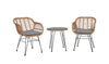 Ensemble de conversation Antibes 1.0 de Manhattan Comfort 3 pièces en acier et en rotin pour la terrasse - gris