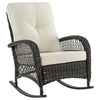 Fauteuil berçant Furttuo de Manhattan Comfort en acier et en rotin pour la terrasse et l’extérieur - crème