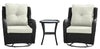 Ensemble de conversation pivotant Fruttuo de Manhattan Comfort 3 pièces en acier et en rotin pour la terrasse - crème