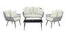 Ensemble de conversation Portofino de Manhattan Comfort 4 pièces en corde et en osier avec coussins pour la terrasse - crème
