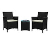 Ensemble de conversation Imperia de Manhattan Comfort 3 pièces en acier et en rotin pour la terrasse - crème