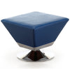 Pouf pivotant Diamond de Manhattan Comfort en chrome poli - bleu