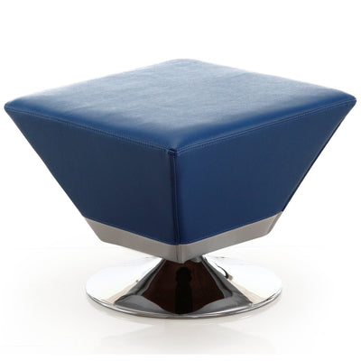 Manhattan Comfort Diamond Polished Chrome Swivel Ottoman - Blue|Pouf pivotant Diamond de Manhattan Comfort en chrome poli - bleu