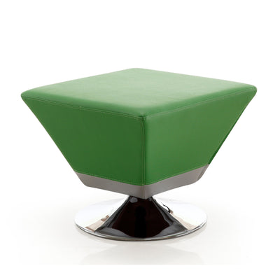 Manhattan Comfort Diamond Polished Chrome Swivel Ottoman - Green|Pouf pivotant Diamond de Manhattan Comfort en chrome poli - vert