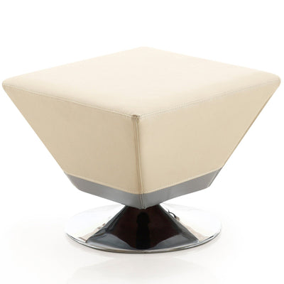 Manhattan Comfort Diamond Polished Chrome Swivel Ottoman - Tan|Pouf pivotant Diamond de Manhattan Comfort en chrome poli - tan