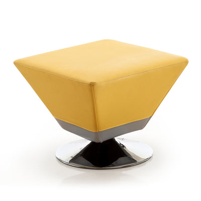 Manhattan Comfort Diamond Polished Chrome Swivel Ottoman - Yellow|Pouf pivotant Diamond de Manhattan Comfort en chrome poli - jaune