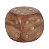 Dé antique de 4 po en bois - brun