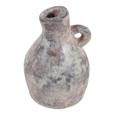 8.25” Terracotta Curvy Bud Vase with Handle – Weathered | Vase à fleurs courbé de 8,25 po en terre cuite avec poignée - vieilli