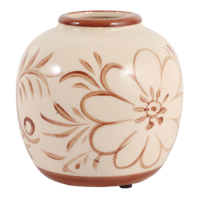 6” Ceramic Hand Painted Flower Vase – Light Brown | Vase à fleurs de 6 po en céramique peinte à la main - brun clair